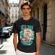 Olive T-Shirt with Cartoon Pirate Ship Blue Sea Cruise Print