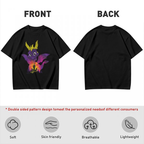 Olive T-Shirt Featuring Spyro The Dragon With Castle Galaxy Artwork