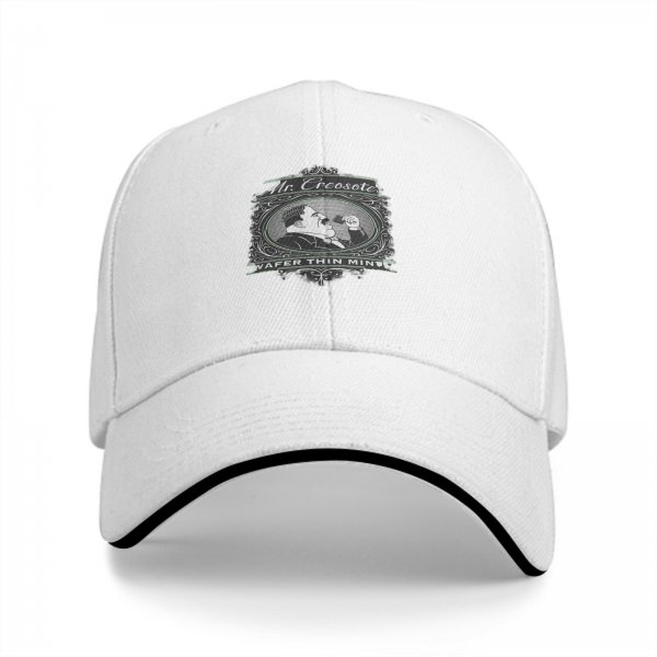 Black baseball cap with Mr. Creosote Wafer Thin Mints graphic