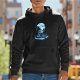 Black hoodie with moonlit fantasy character graphic print