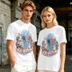 Olive T-Shirt with Whimsical Fantasy Character and Floral Art Print