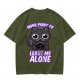 Olive t-shirt with a black cat holding a magic 8 ball and text 'Signs Point To Leave Me Alone'