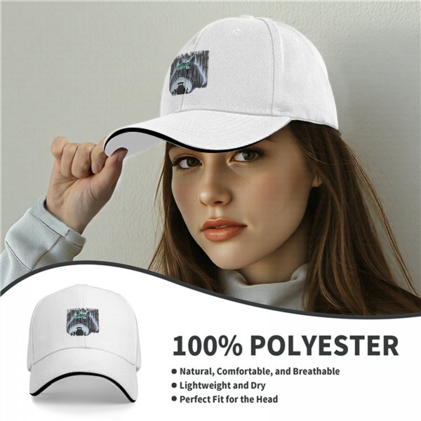 Black baseball cap with Totoro rainy forest graphic print