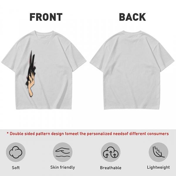 Olive green oversized t-shirt with stylized hand graphic print