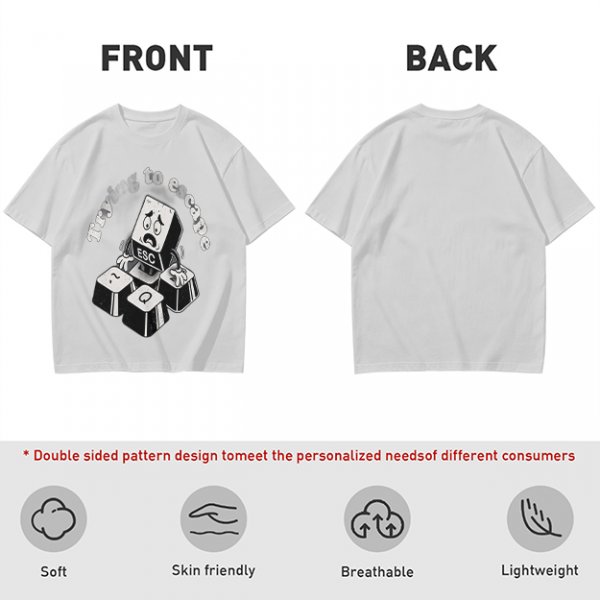 Olive T-Shirt With Esc Key Trying To Escape Graphic Print