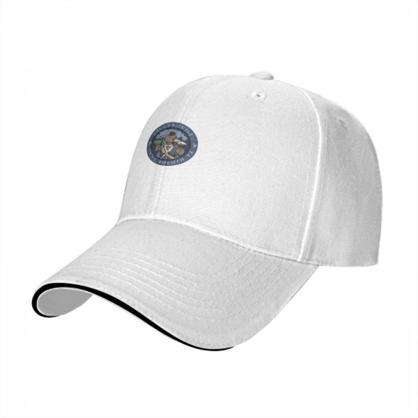Black Baseball Cap With Circular Graphic Emblem
