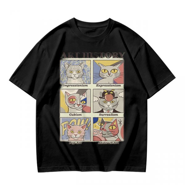 Art History Cat Themed Graphic T-Shirt Print Design