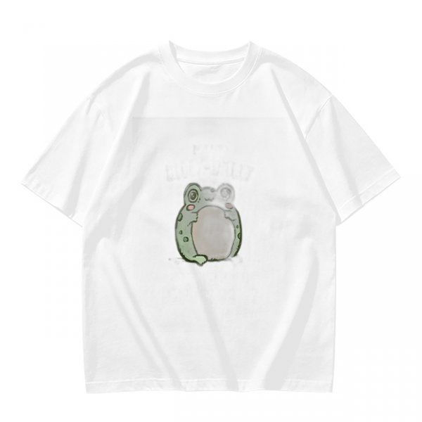 Olive Green T-Shirt With Cute Chubby Frog Graphic Print