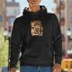 Black Hoodie With Japanese Anime Style Graphic Print