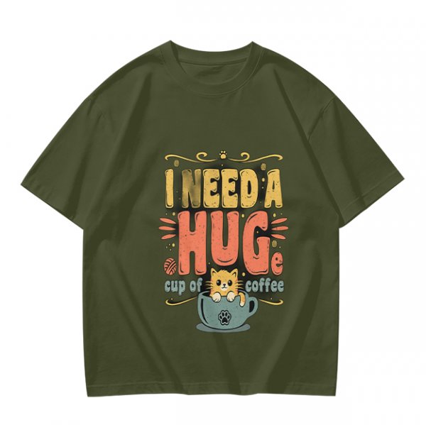 I Need a Huge Cup of Coffee Cat Graphic T-Shirt