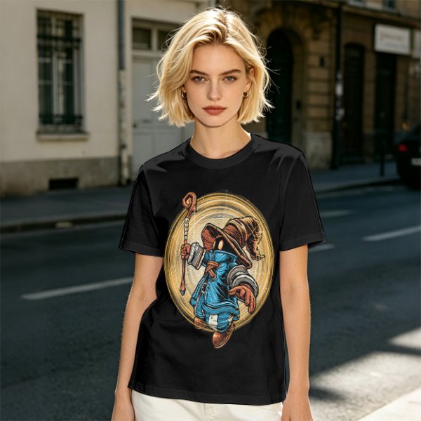 Olive T-Shirt With Fantasy Wizard Character Graphic Print