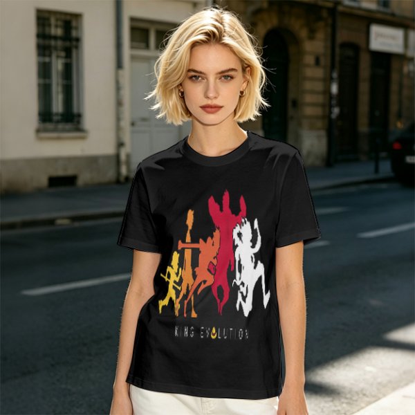 Olive Graphic T-Shirt with King Evolution Character Silhouettes