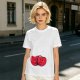 Olive green t-shirt with cute hugging red beans graphic
