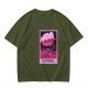 Olive T-Shirt With Tarot Card Style Goose Print HJÖNK