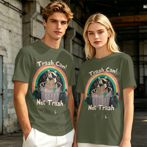Trash Can Not Trash Raccoon Rainbow Graphic T-Shirt