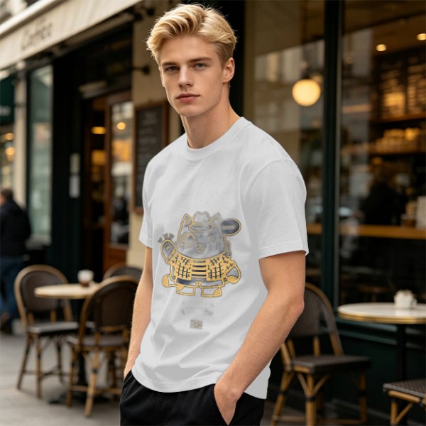 Olive Green T-Shirt With Stylish Cat Graphic Print