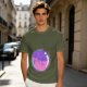 Olive T-shirt with Sleeping Cats in Colorful Bubble Graphic