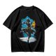 Olive T-Shirt With Fantasy Martial Artist Silhouette Graphic