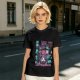 Olive green graphic tee with neko necromancer cat wizard art
