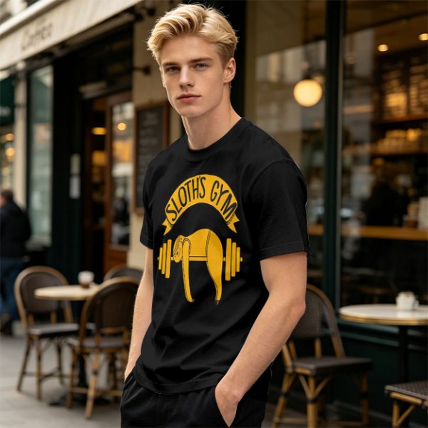 Sloth's Gym T-Shirt with Funny Lifting Sloth Graphic