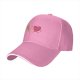 Black baseball cap with dancing pizza slice and pink heart design