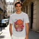 Olive Green T-Shirt With Cute Orange Cat Drinking Cocktail Graphic