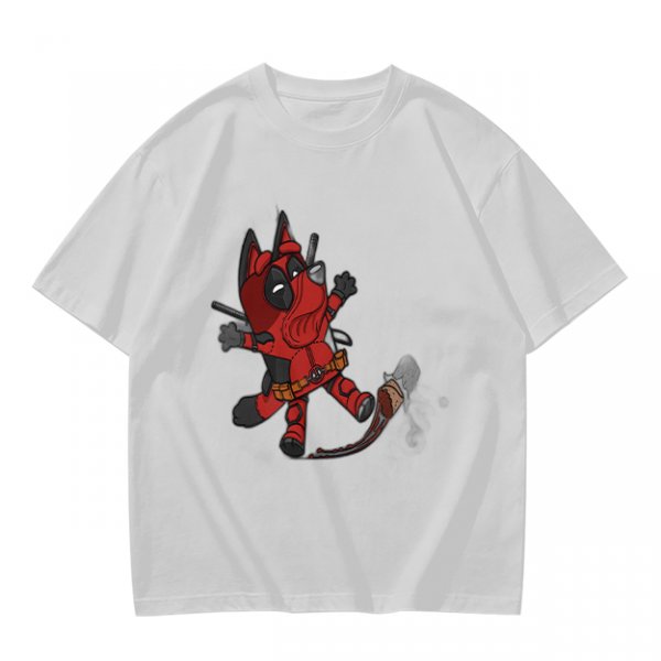 Olive Green T-Shirt With Cute Deadpool Dog Graphic Print