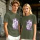 Olive t-shirt with a cute unicorn holding an axe and the text I will cut you into pieces