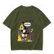 Olive T-Shirt With Steamboat Willie This Is Fine Burning Ship Art