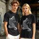 Olive Green T-Shirt With Black Cat Peeking From Knight Helmet Art