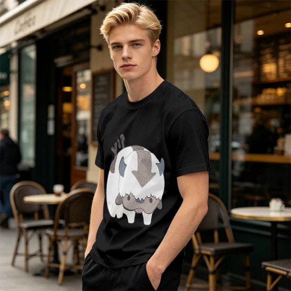 Olive green t-shirt with cute Appa the sky bison print