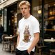 Olive t-shirt with cute Baphomet coffee magic print