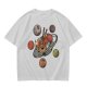 Olive green t-shirt with ramen planet space graphic print