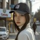 Black Baseball Cap With Japanese Anime Inspired Graphic Print