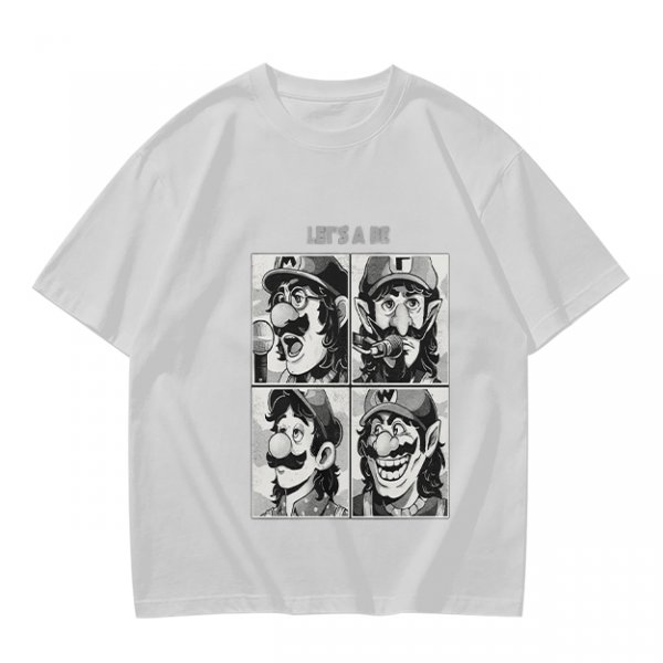Olive T-Shirt with Retro Mario Brother Character Grid Art