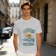 Olive Summer Umbrella Graphic T-Shirt with Retro Beach Illustration