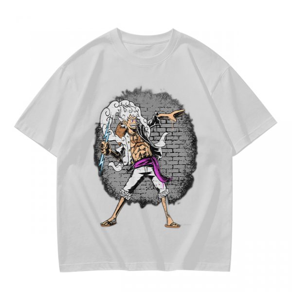Olive T-shirt with One Piece Gear 5 Luffy Graphic Print