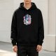 Black Hoodie With Vibrant Abstract Cartoon Graphic Print