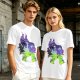 Olive green t-shirt with Maleficent fantasy silhouette graphic