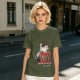 Olive graphic tee with a white cat on a stool and the text I do whatever I want