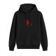 Black Hoodie With Red Deadpool Inspired Cartoon Graphic
