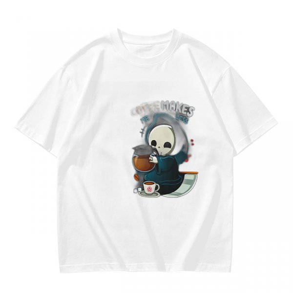 Cute Grim Reaper Coffee Lover Graphic T-Shirt
