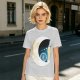 Olive T-Shirt with Crescent Moon London Skyline Flying Figures Print