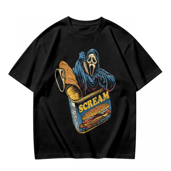 Olive T-Shirt With Ghostface In Scream Can Burger Artwork
