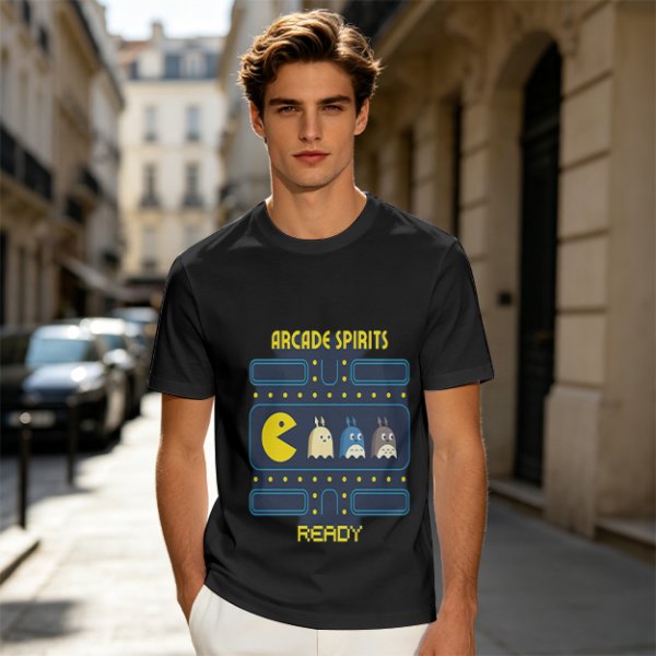 Arcade Spirits Ready Pac-Man Themed Graphic T-Shirt