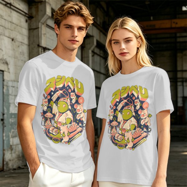 Olive T-Shirt With Final Fantasy Tonberry Moogle Sushi Art Print