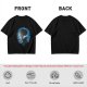 Olive T-Shirt With Anime Character Profile In Blue Cosmic Print