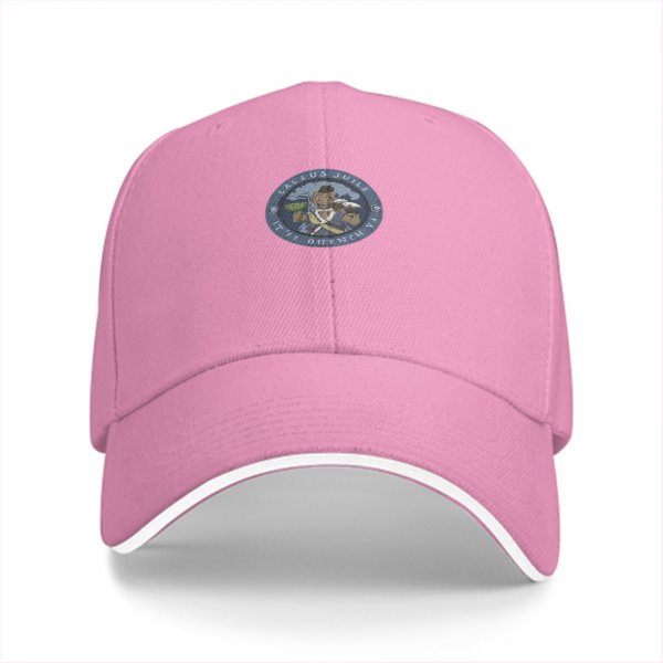 Black Baseball Cap With Circular Graphic Emblem