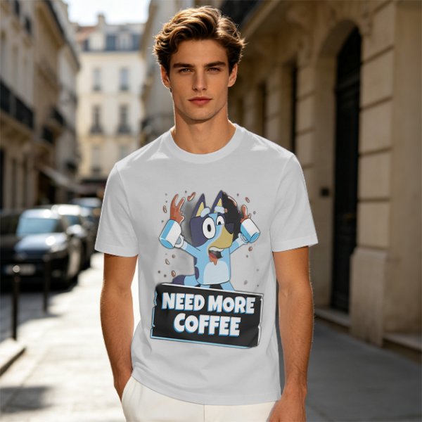 Bluey Character 'Need More Coffee' Graphic T-Shirt