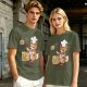 Olive T-Shirt With Cute Dog Chef Cooking Waffles Graphic